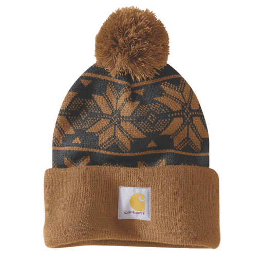 carhartt knit pom jacquard beanie carhartt brown brn