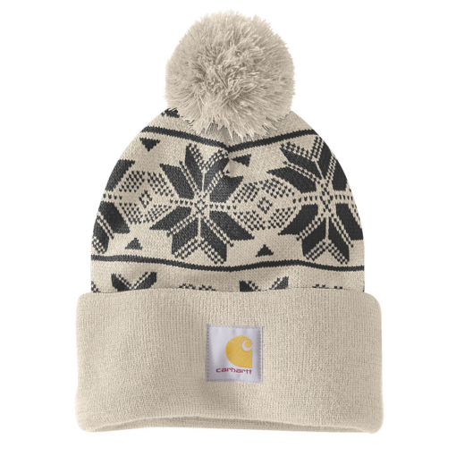 carhartt knit pom jacquard beanie oat milk a16